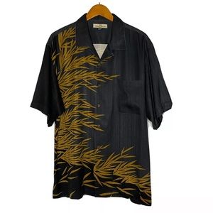 Tommy Bahamas Hawaiian Shirt 100% Silk Bamboo Leaf Design Size L